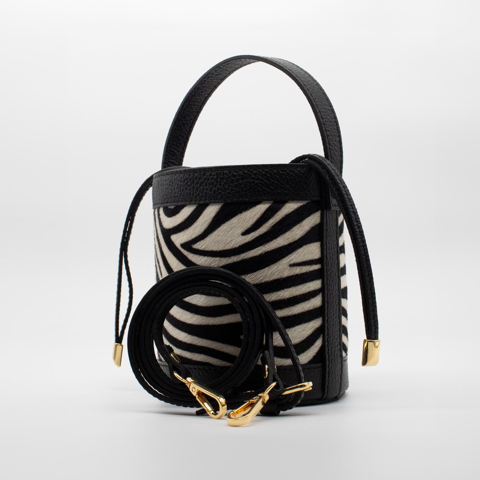 Mini Pillo Bucket Match Pony - Zebra Bianco/Nero